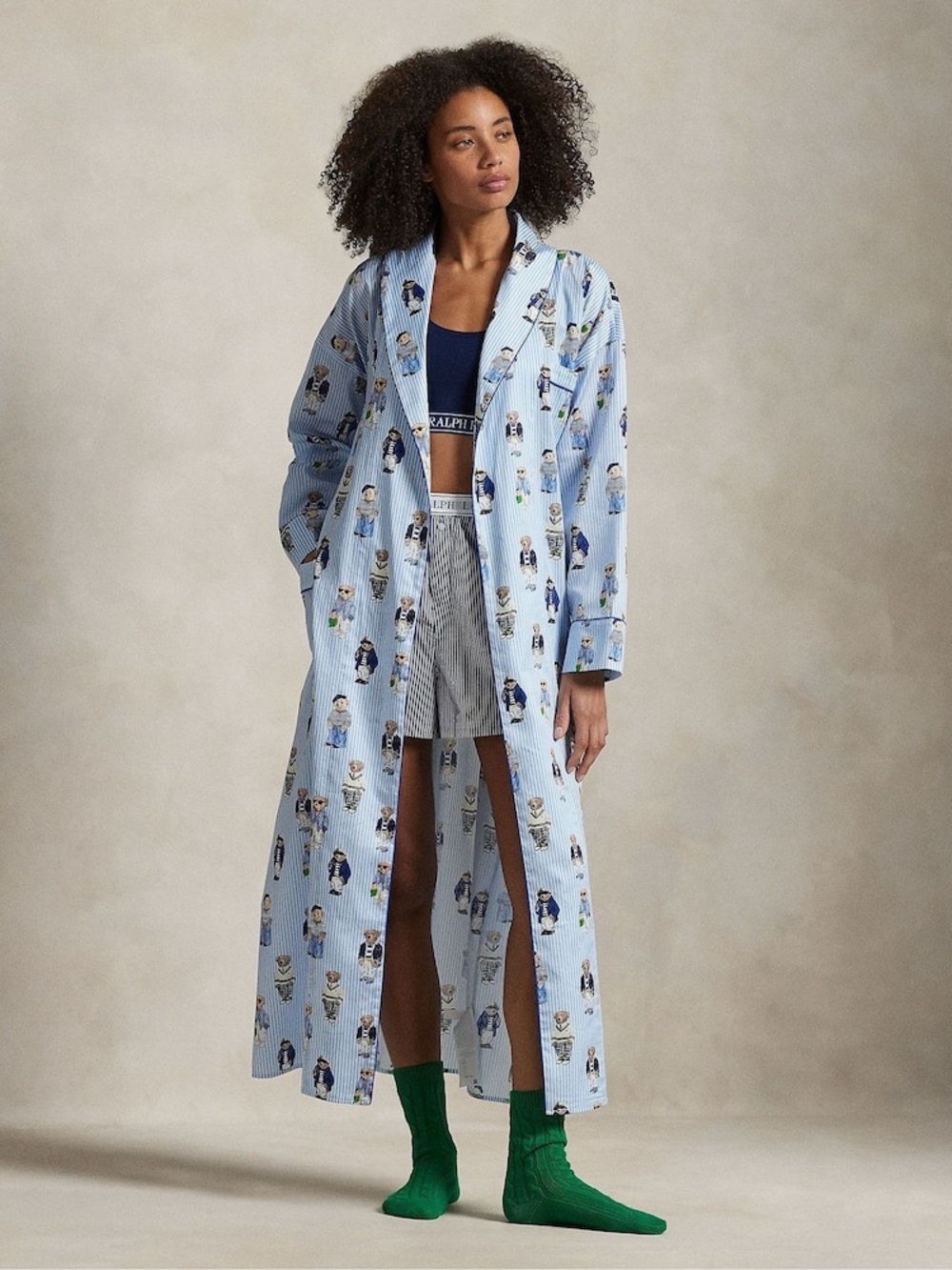 Polo by Ralph Lauren Blue Printed Full-Length Sleep Robe